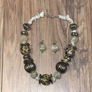 Elegant Marble & Rock Necklace-Earring Set